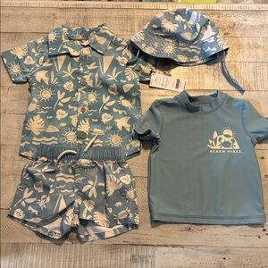 Carter's Teal and White Floral Swim Set